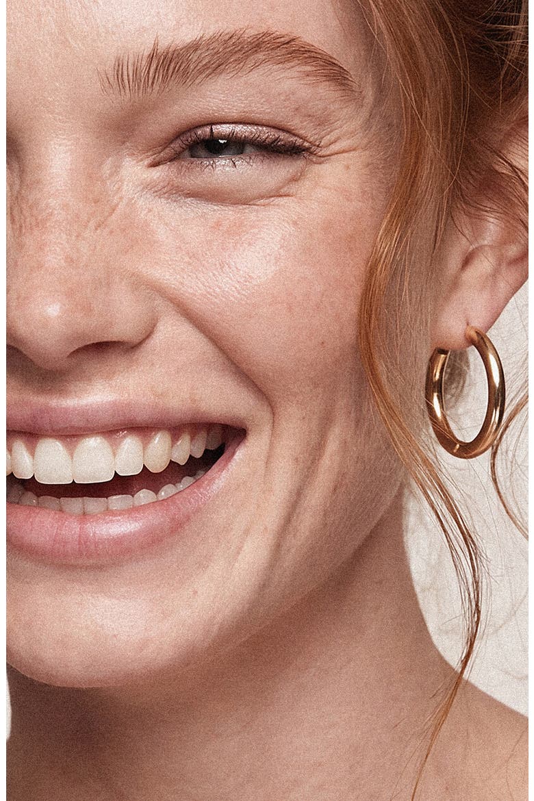Everyday Rounded Hoop Earrings, Alternate, color, GOLD