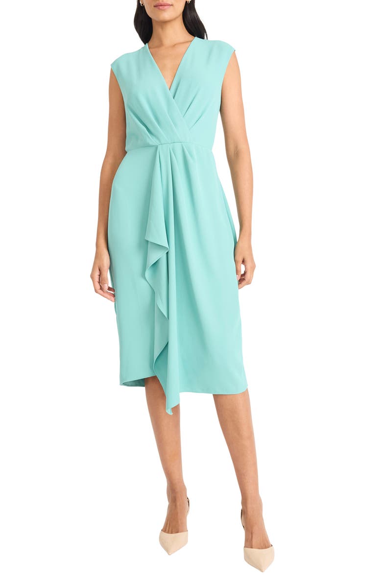 Maggy London Sleeveless Draped Midi Dress, Main, color, Canton