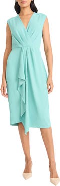 Maggy London Sleeveless Draped Midi Dress