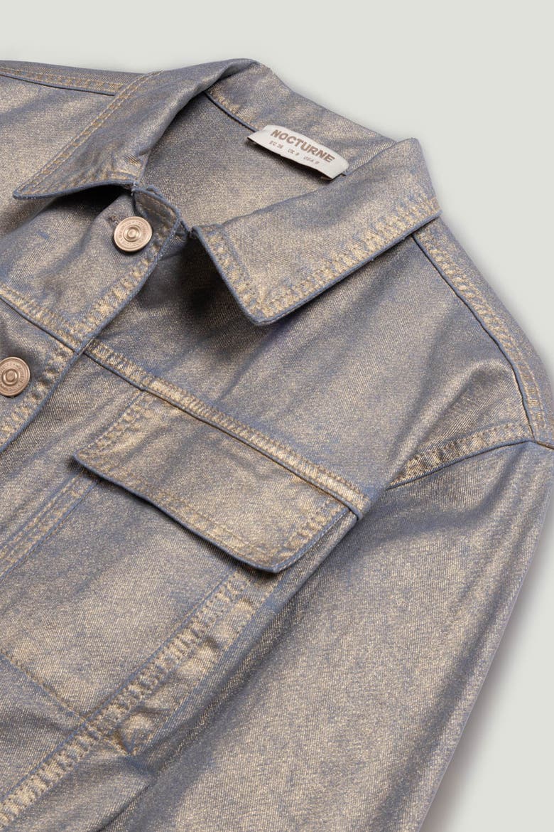 Metallic Denim Jacket, Alternate, color, Metallic Gold