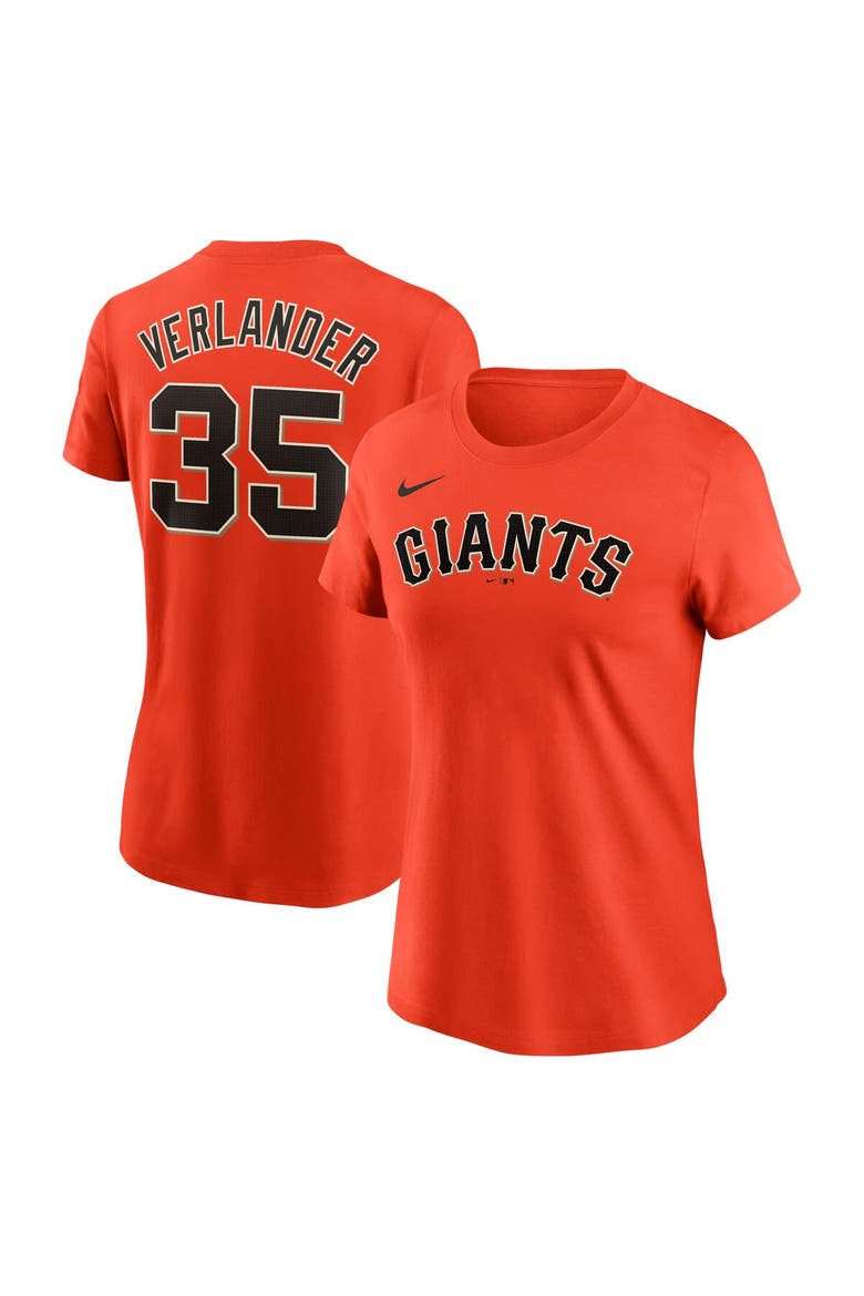 Women's Nike Justin Verlander Orange San Francisco Giants Fuse Name & Number T-Shirt, Main, color, Orange