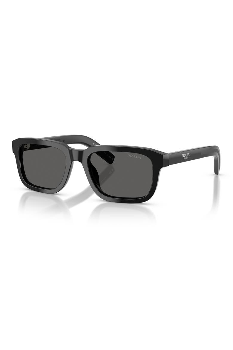 PR D16SF 57mm Rectangle Sunglasses, Alternate, color, BLACK / DARK GREY