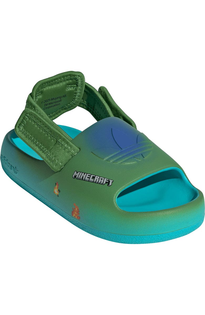 adidas Kids' Minecraft Adifom Adilette Sandal, Main, color, Blue/ Green/ Blue