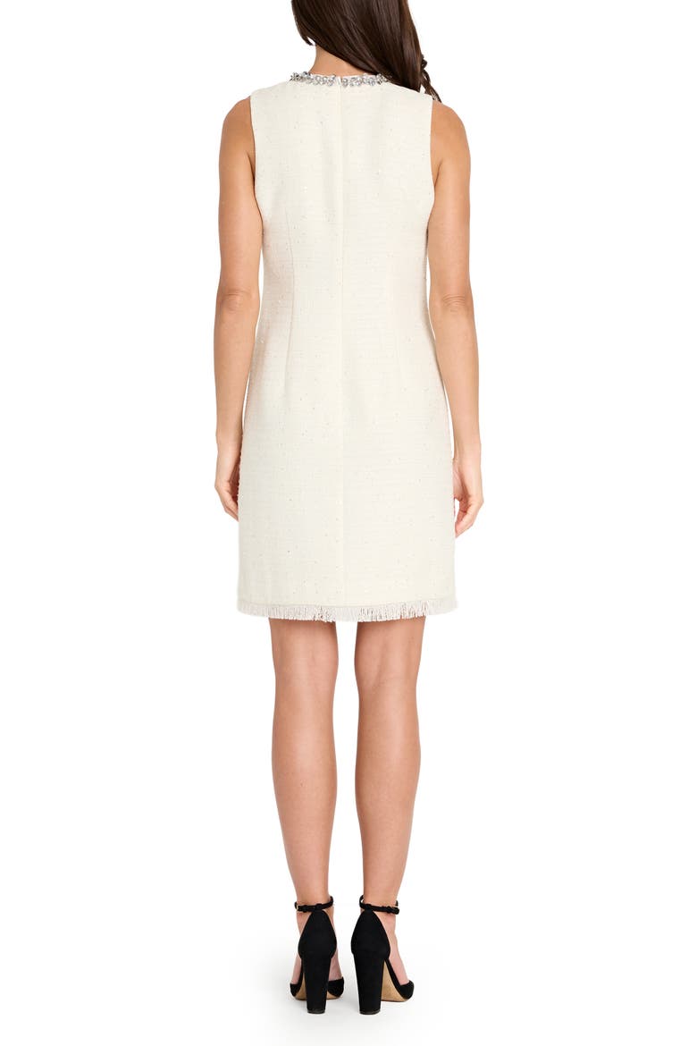 Beaded Keyhole Bouclé Dress, Alternate, color, VANILLA
