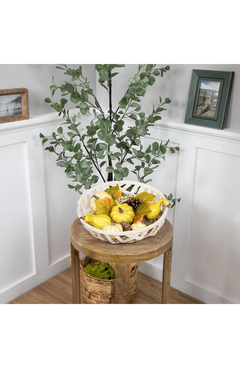 Northlight Crackled and Glittered Fall Harvest Pumpkin and Pine Cone Decoration Set - Set of 12, Alternate, color, 