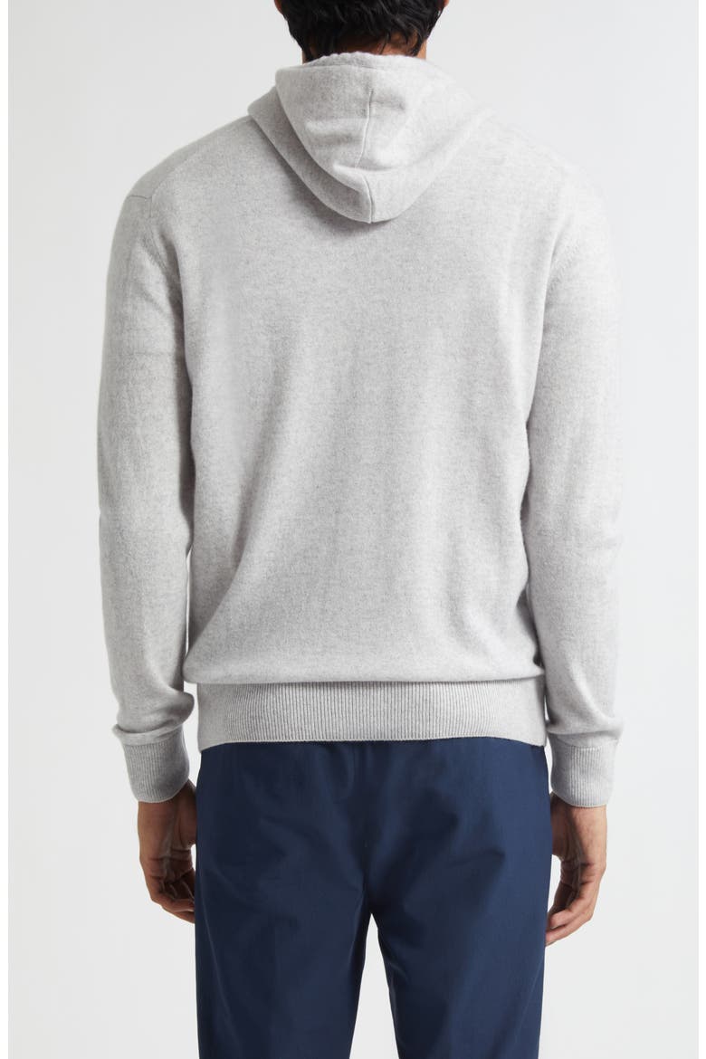 Full Zip Cashmere Hoodie Sweater, Alternate, color, LIGHT GREY MELANGE AND SAND