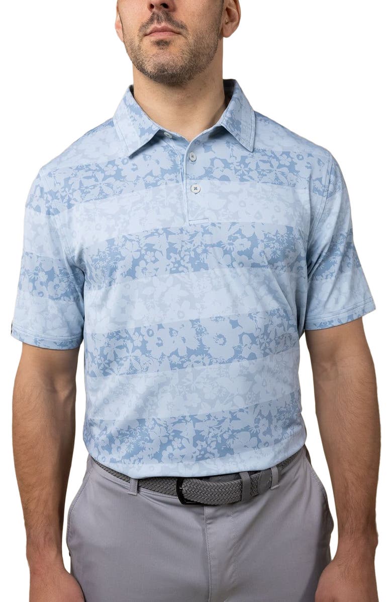 ASHWORTH GOLF Floral Rugby Polo, Alternate, color, Denim