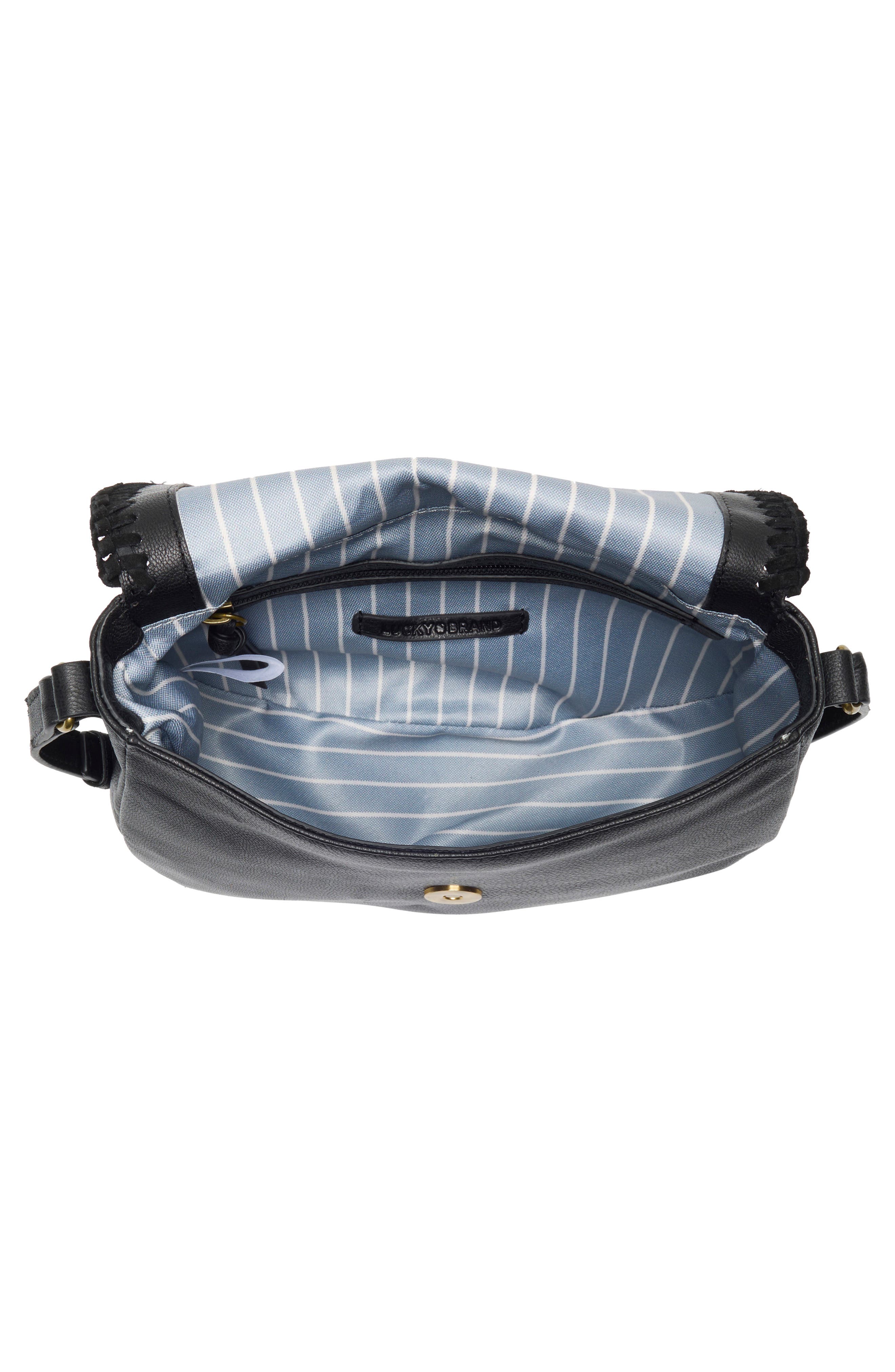 Lucky Brand Vall Crossbody Bag, Alternate, color, Black Goat Suede