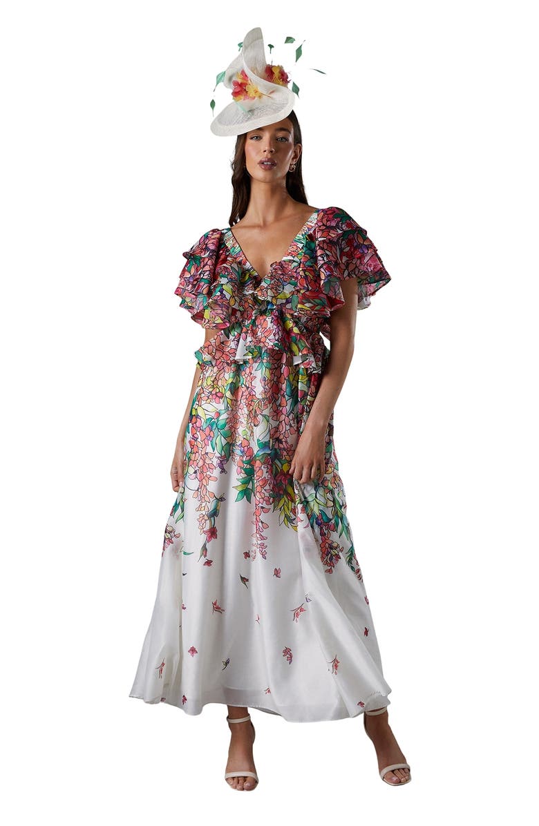 Coast Lisa Tie Back Ruffle Peplum Dress, Main, color, Multi