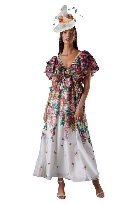 Lisa Tie Back Ruffle Peplum Dress