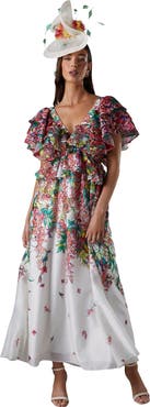 Coast Lisa Tie Back Ruffle Peplum Dress