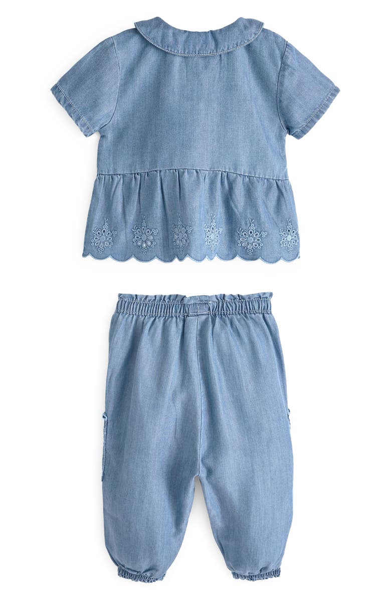 NEXT Kids' Broderie Anglaise Chambray Top & Joggers Set, Alternate, color,