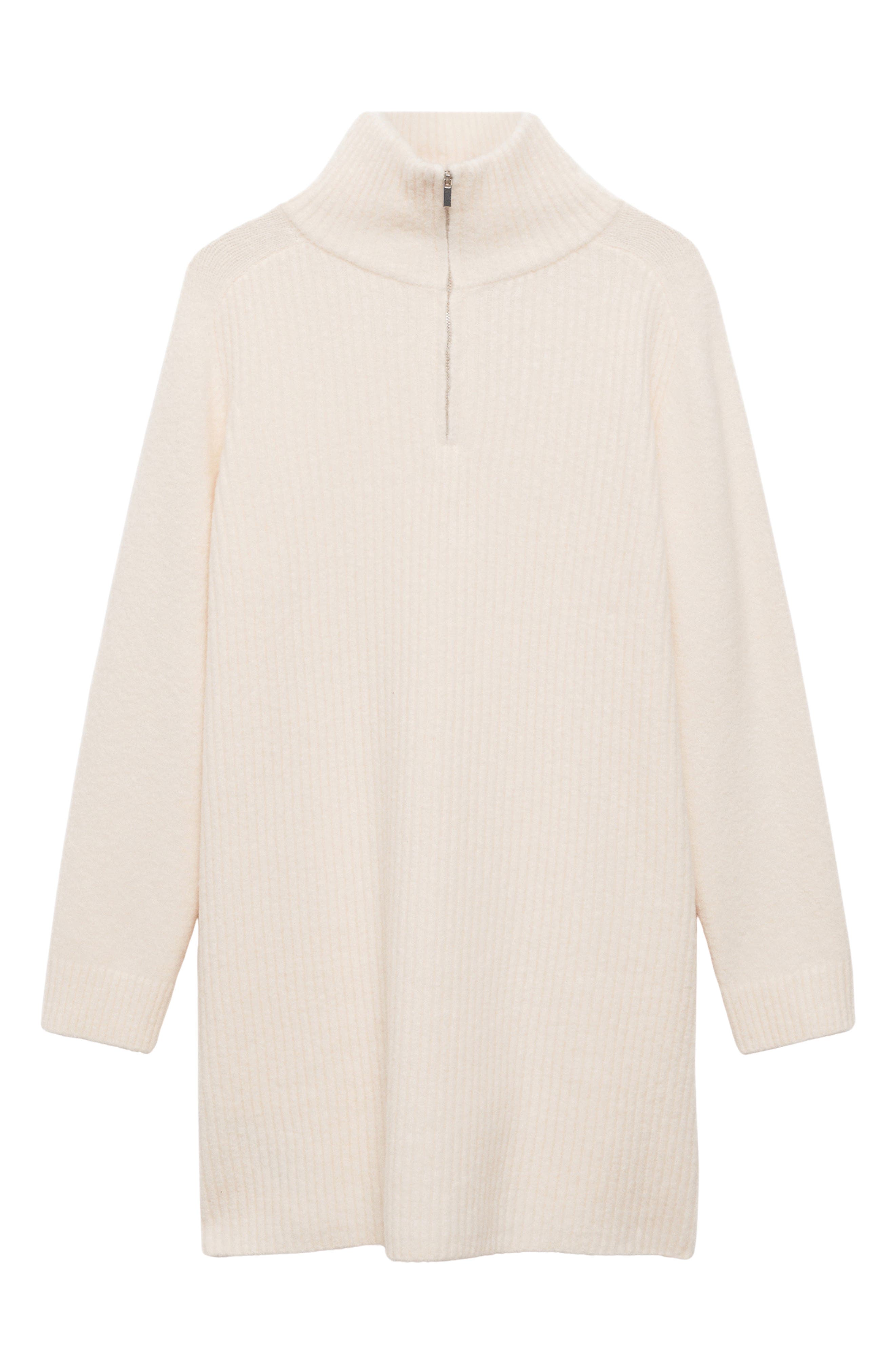 Quarter Zip Rib Sweater Dress