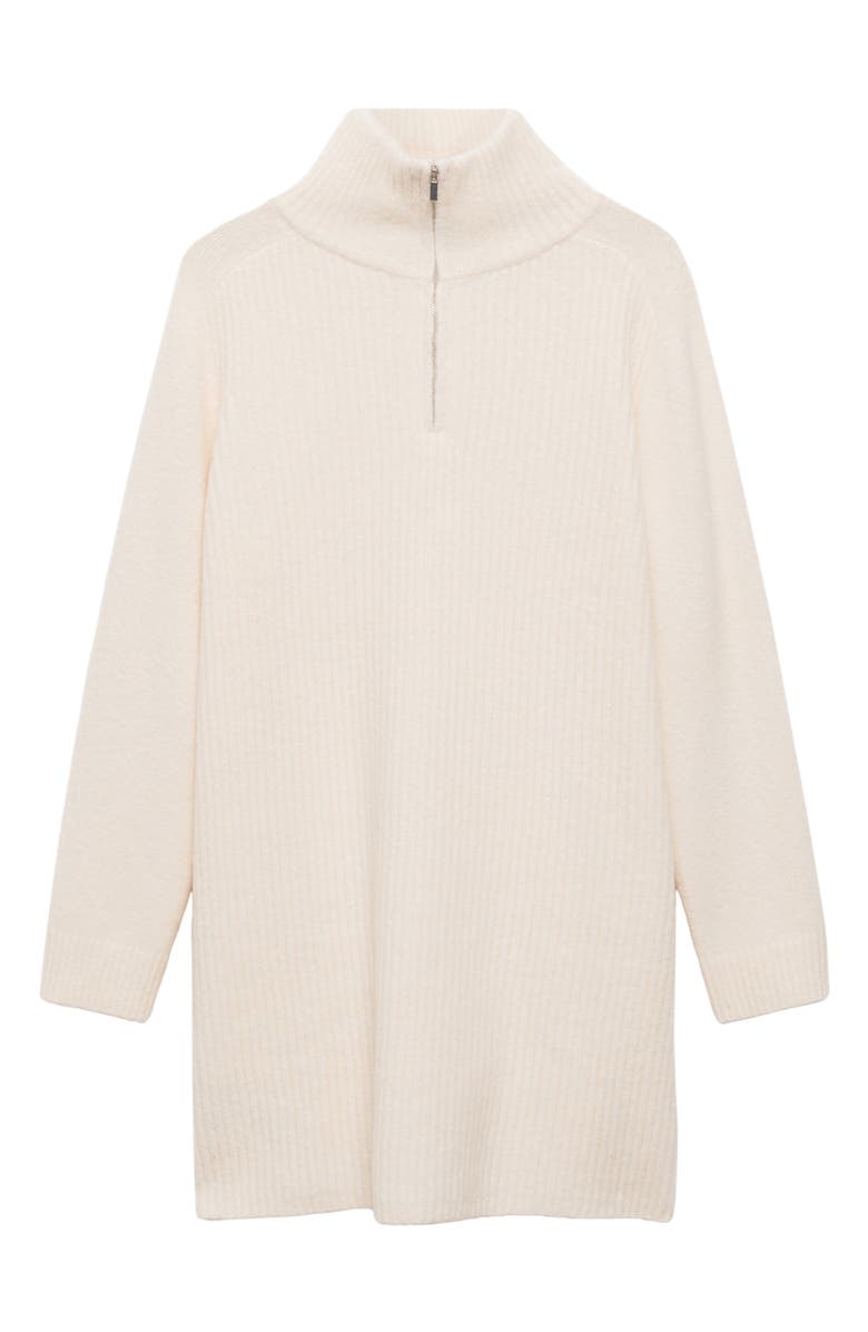 MANGO Quarter Zip Rib Sweater Dress, Main, color,