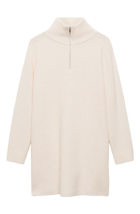 Quarter Zip Rib Sweater Dress