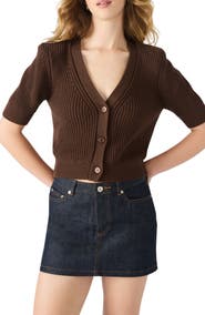 Steve Madden Janae Short Sleeve Cotton Blend Cardigan