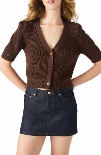 Steve Madden Janae Short Sleeve Cotton Blend Cardigan