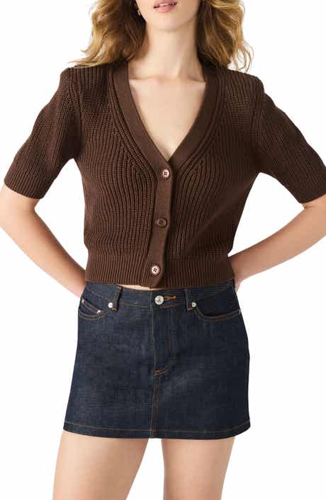 Steve Madden Janae Short Sleeve Cotton Blend Cardigan
