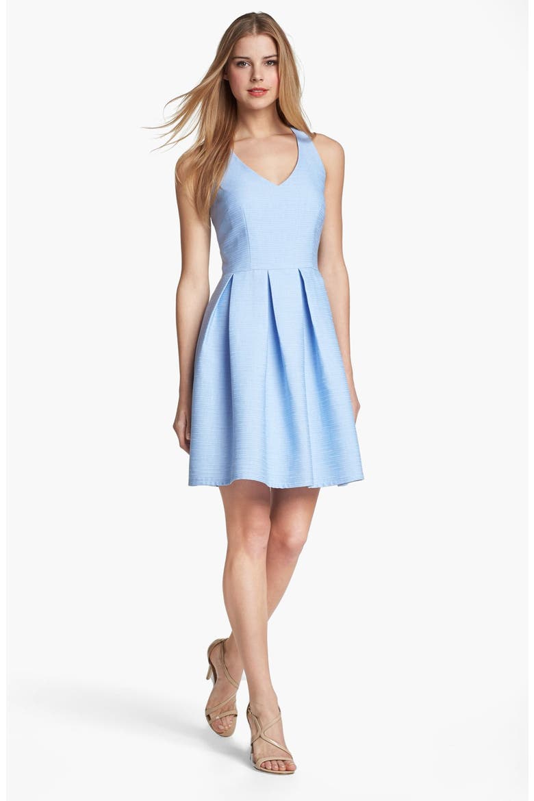 Cutout Detail Fit & Flare Dress, Main, color, CHAMBRAY