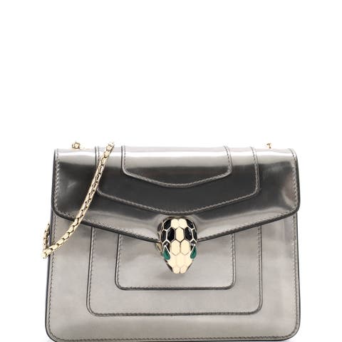 Serpenti Forever Square Shoulder Bag Metallic Leather Small