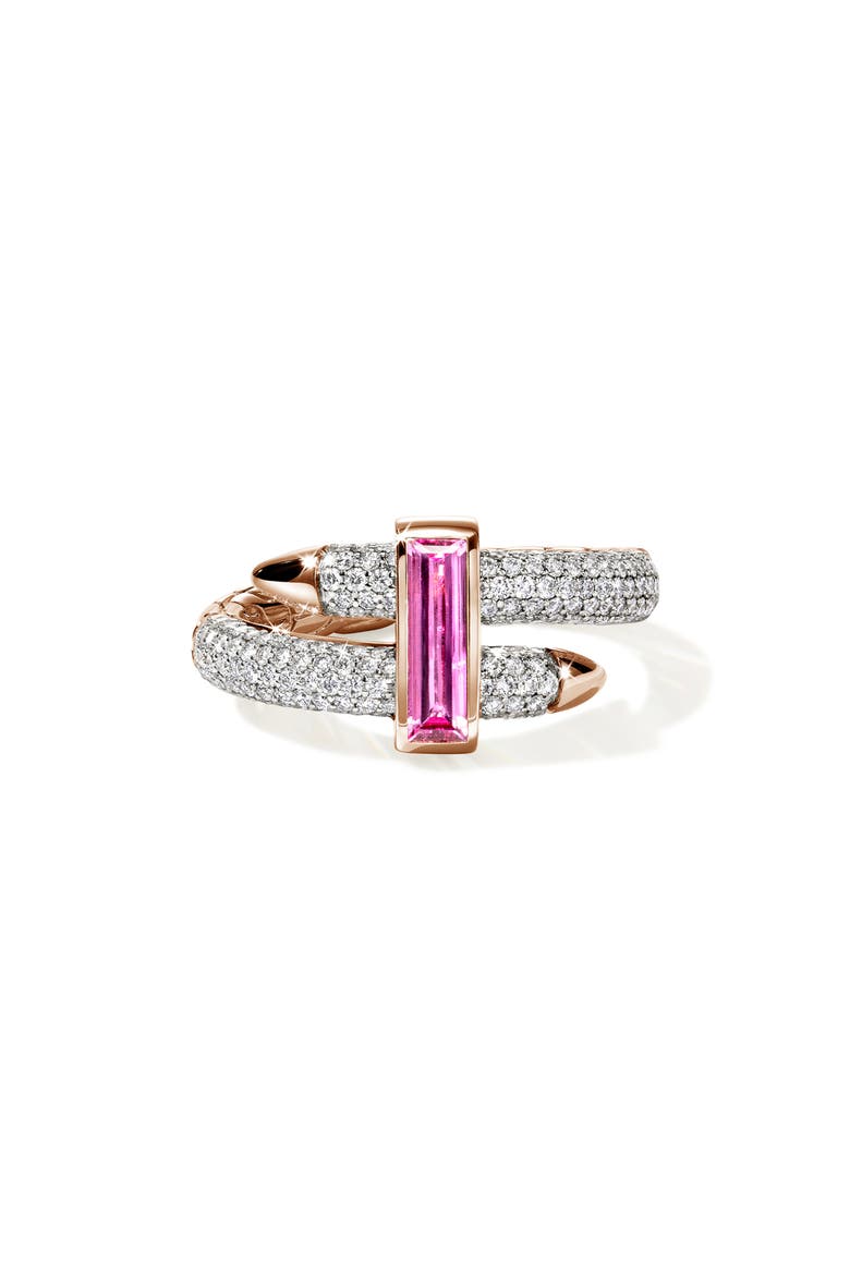 Artisan Series 18k Rose Gold Rubellite & Diamond Spear Coil Ring, Main, color, GOLD
