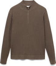 MANGO Rib Quarter Zip Sweater