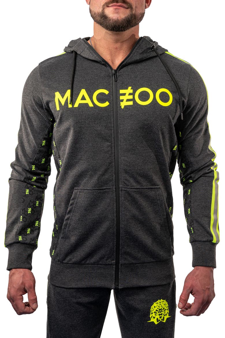 Monogram Cotton Blend Logo Zip Hoodie, Main, color, GREY