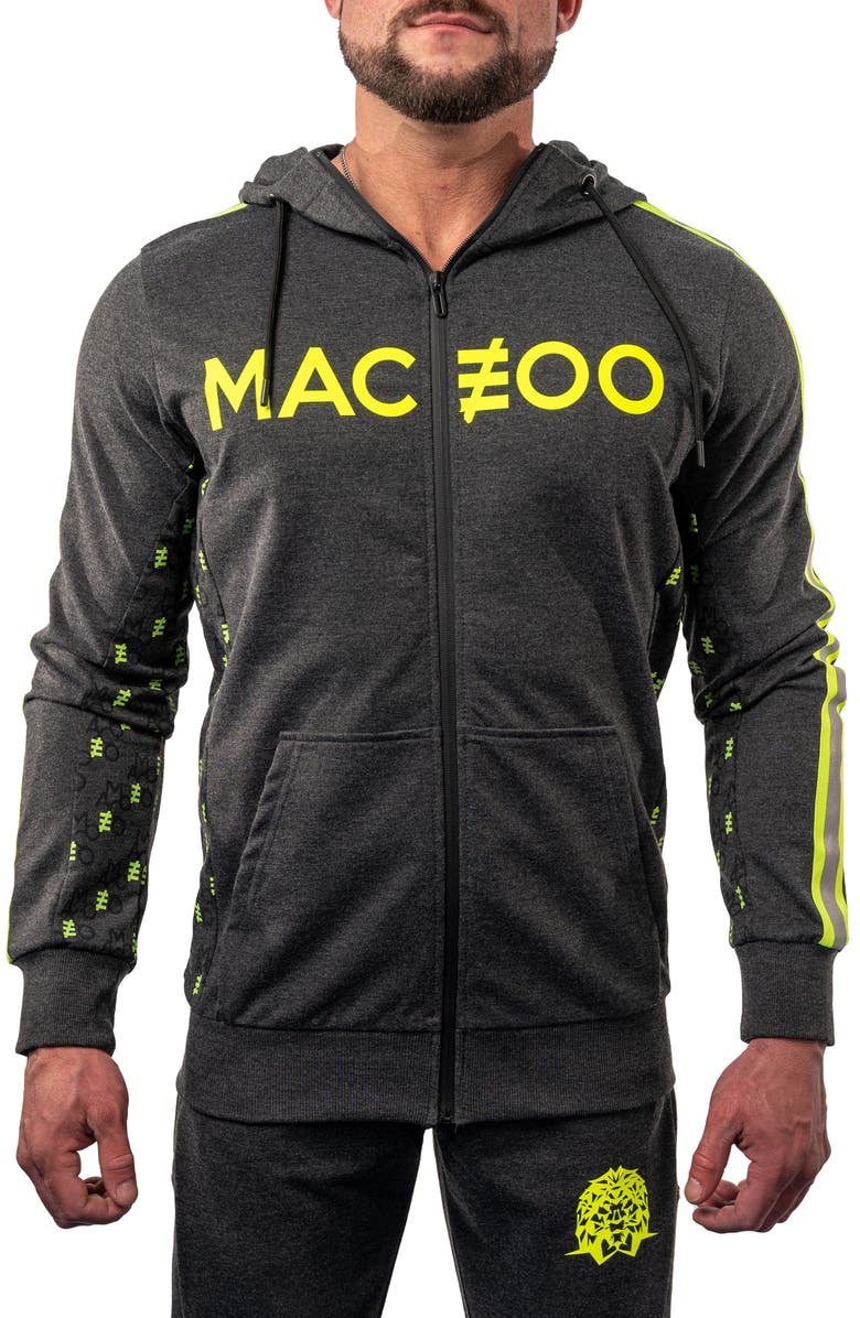 Maceoo Monogram Cotton Blend Logo Zip Hoodie, Main, color,
