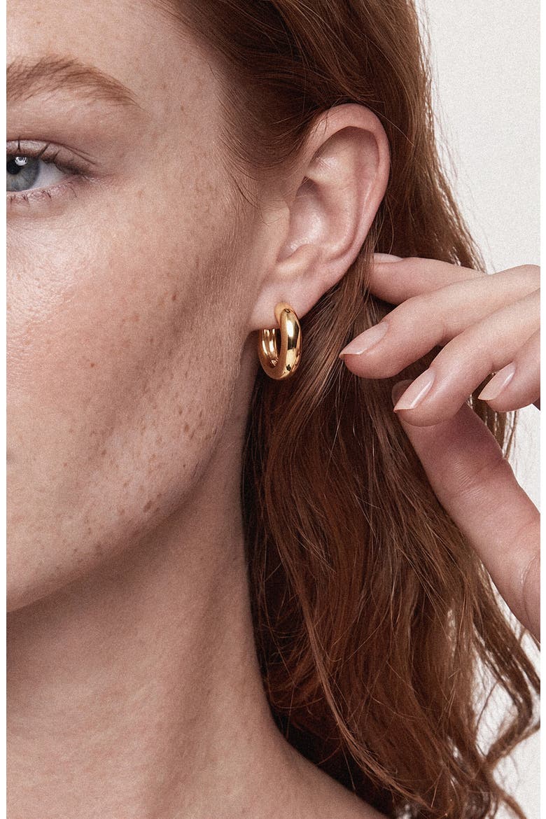 Chunky Huggie Hoop Earrings, Alternate, color, GOLD