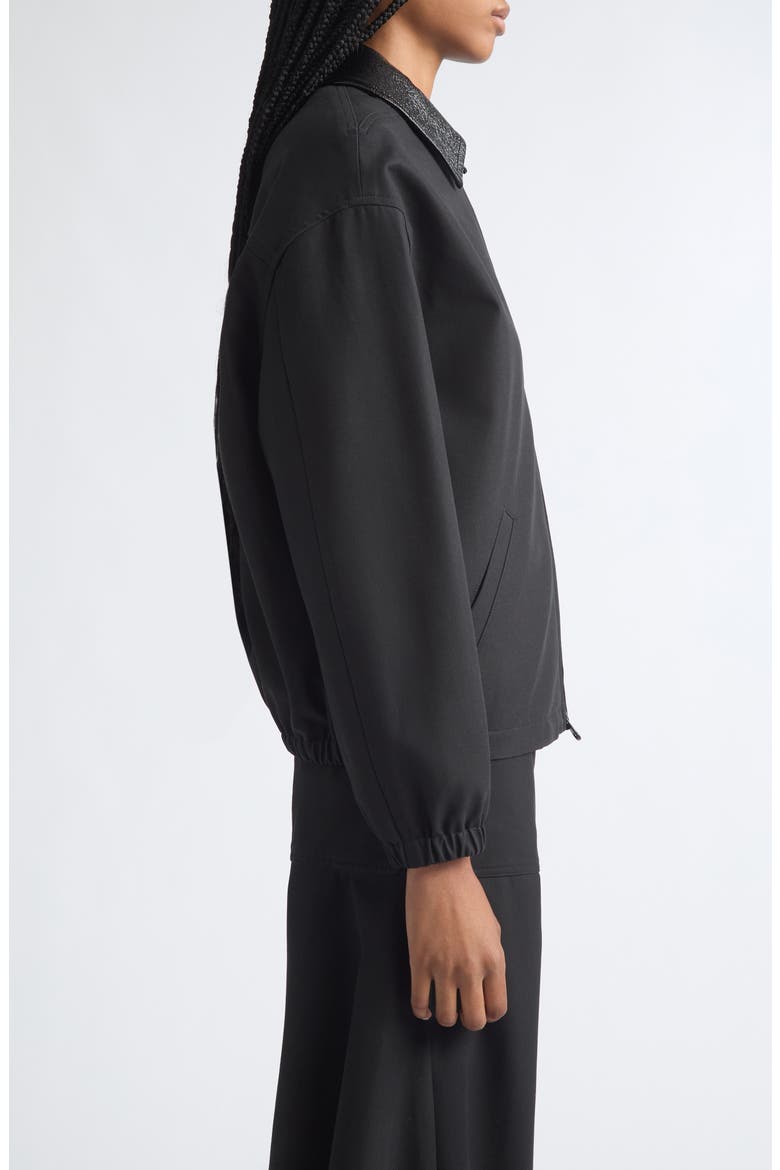 Vinyl Collar Cotton Canvas Bomber Jacket, Alternate, color, BLACK