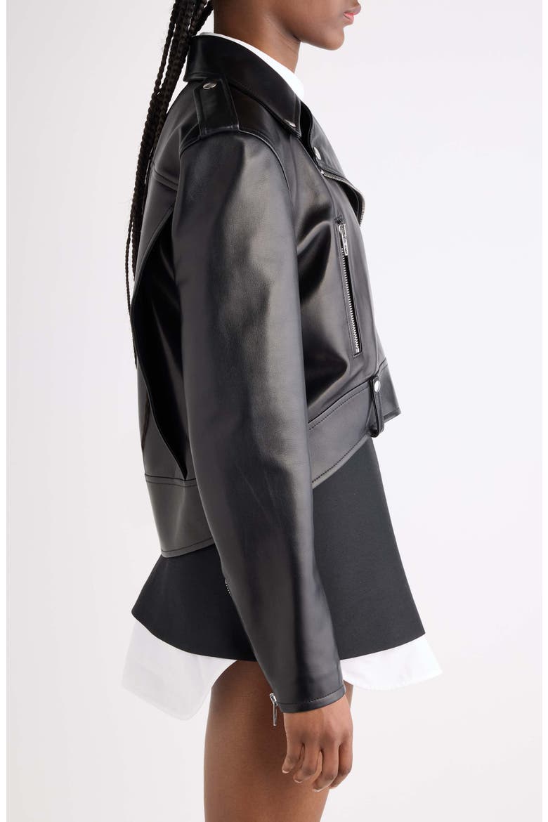 Leather Biker Jacket, Alternate, color, 1000 BLACK