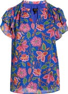 SUGARLIPS Wendey Metallic Floral Print Top