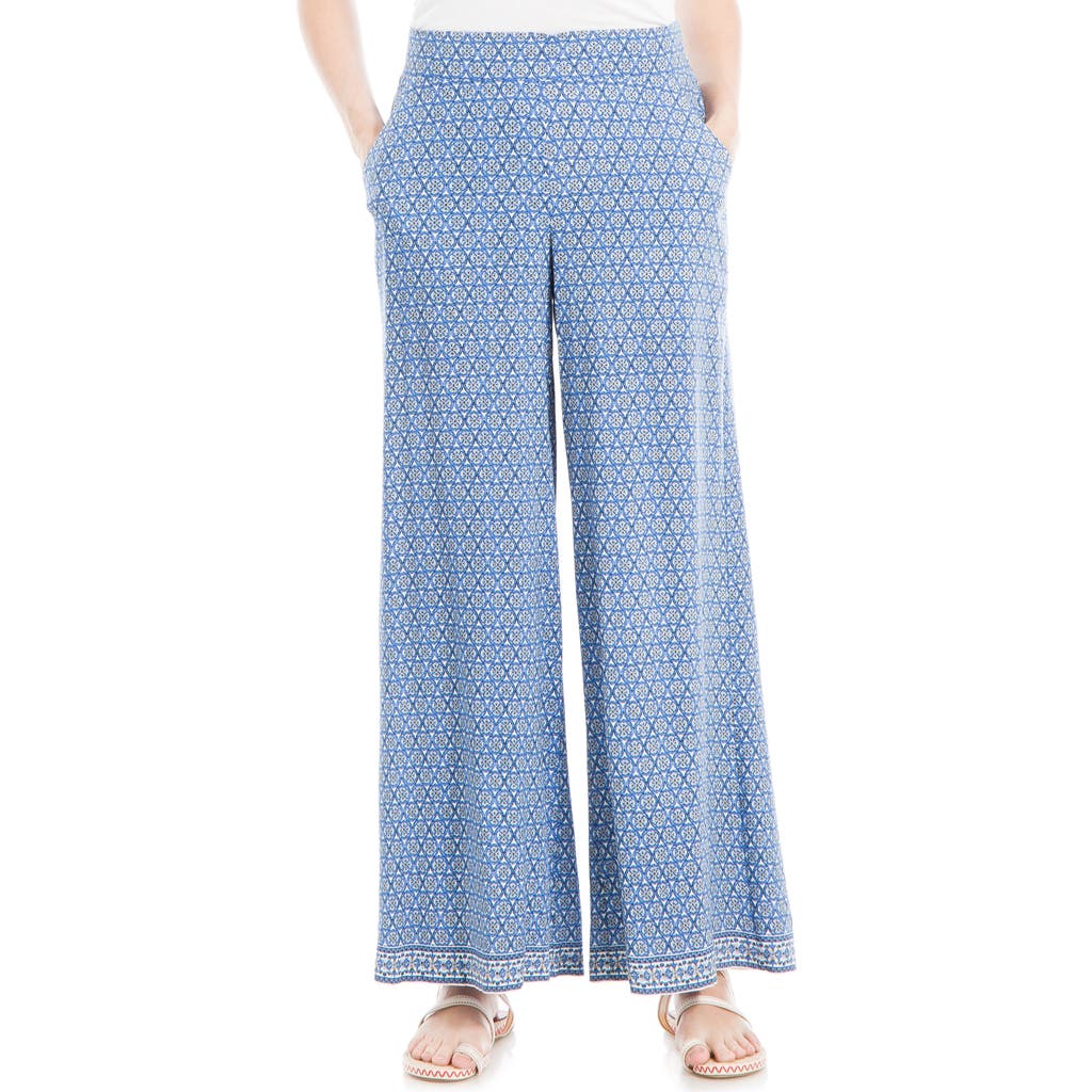 Max Studio Wide Leg Pull On Pants In Blue