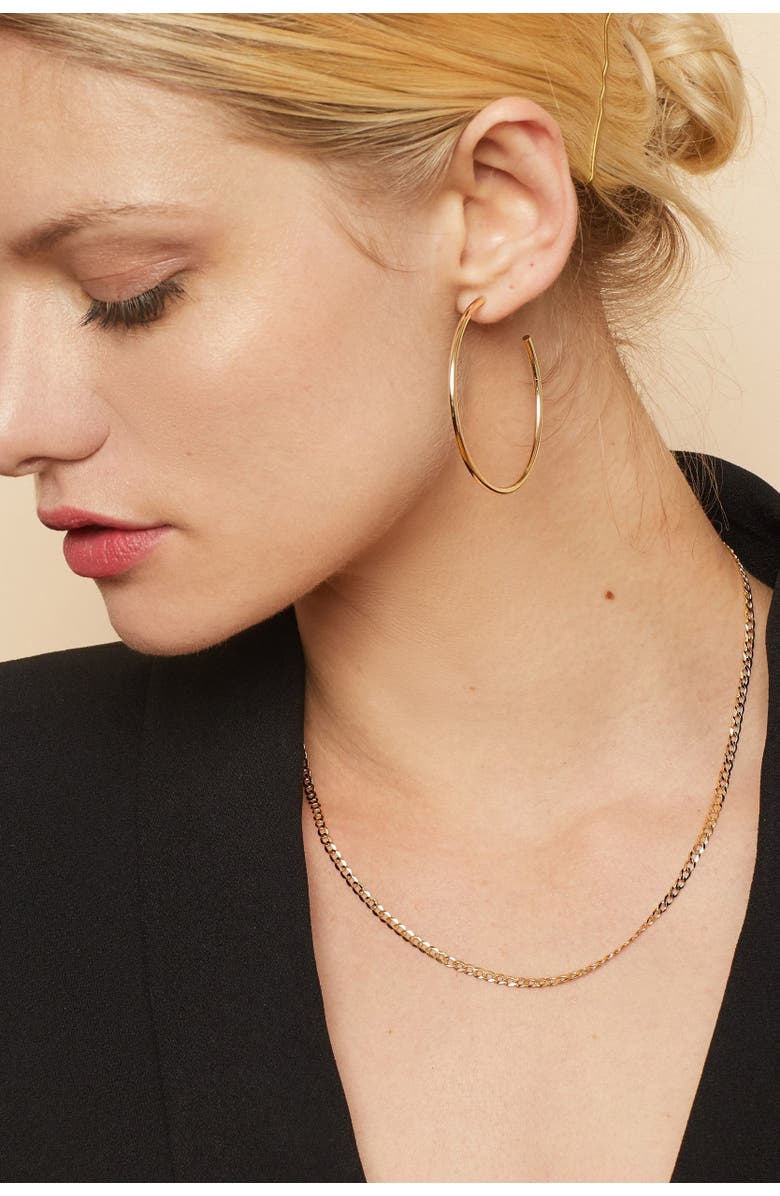 Oradina 10K Gold Carmine Curb Chain Necklace, Alternate, color, Yellow Gold