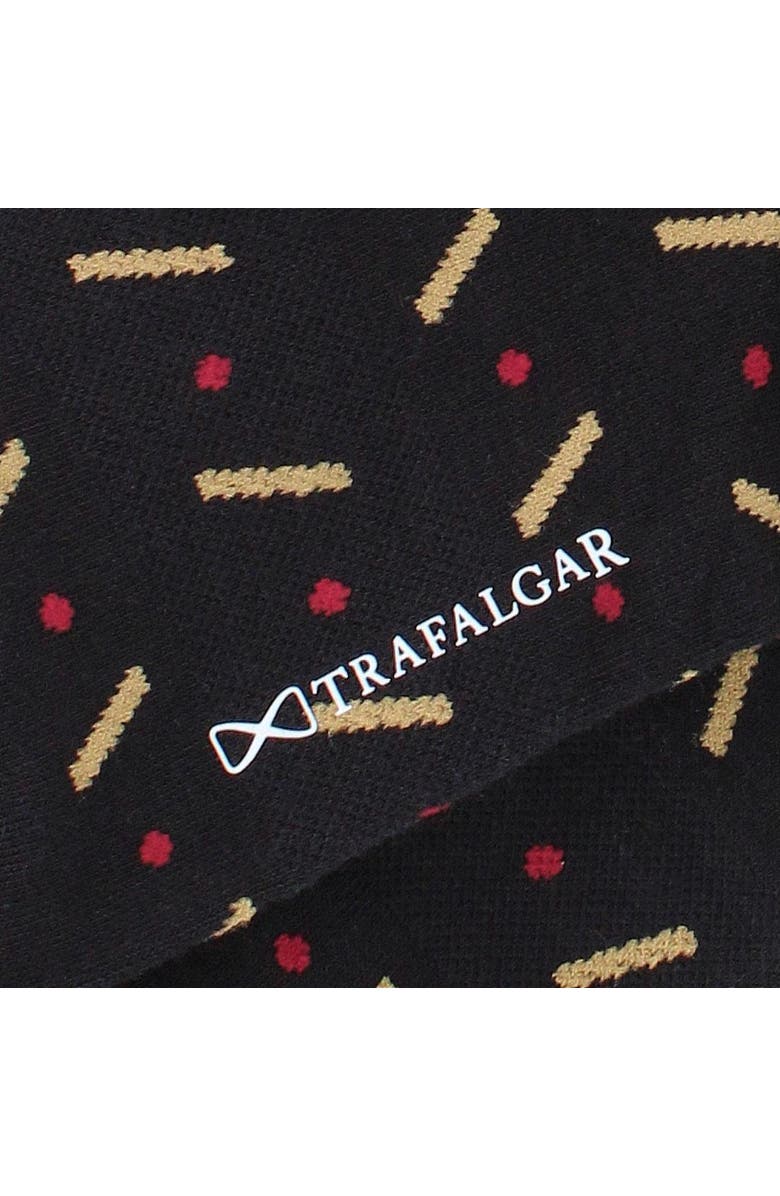 Trafalgar Jevin Dot and Dash Mid-Calf Combed Cotton Dress Socks, Alternate, color, Black