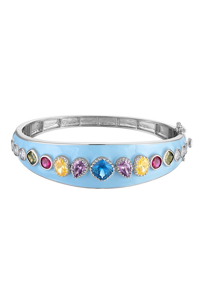 Enamel Cubic Zirconia Bangle, Main, color, WHITE