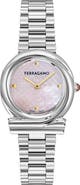 FERRAGAMO Gancini Mother-of-Pearl Twisted Bracelet Watch, 32mm