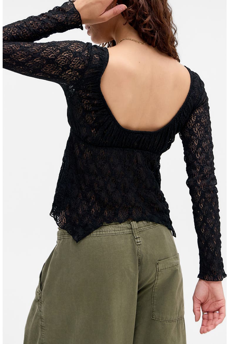 Piper Handkerchief Hem Lace T-Shirt, Alternate, color, BLACK