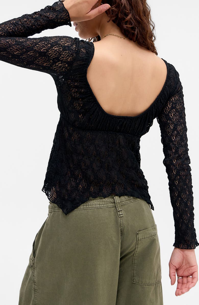 BDG Urban Outfitters Piper Handkerchief Hem Lace T-Shirt, Alternate, color, Black