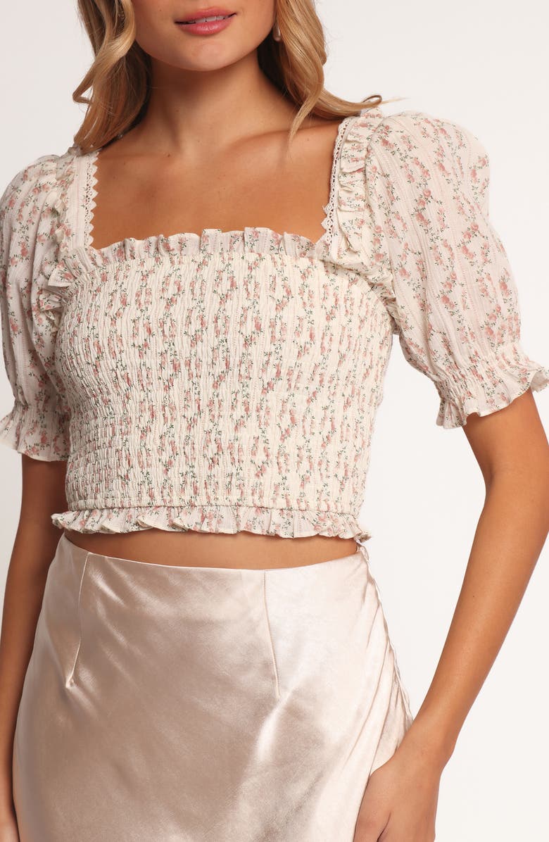 Petal & Pup Meadow Puff Sleeve Smocked Crop Top, Alternate, color, Rose Garden