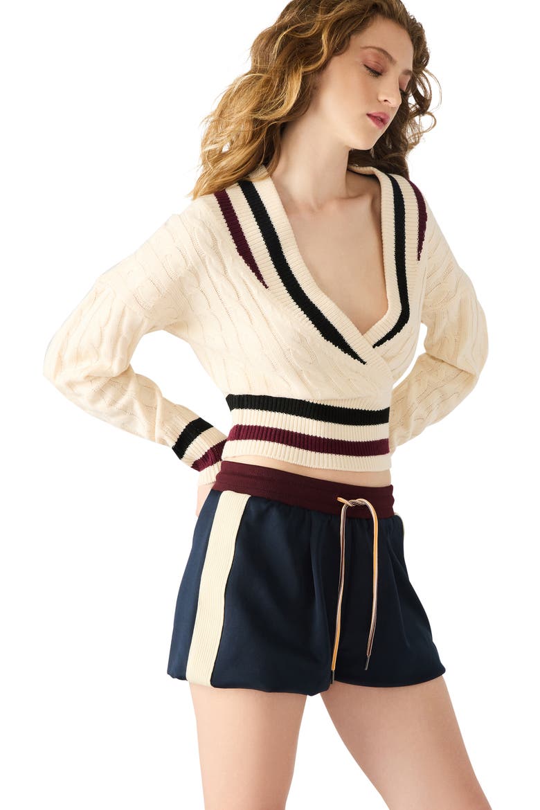 Daisy Drawstring Shorts, Alternate, color, MIDNIGHT
