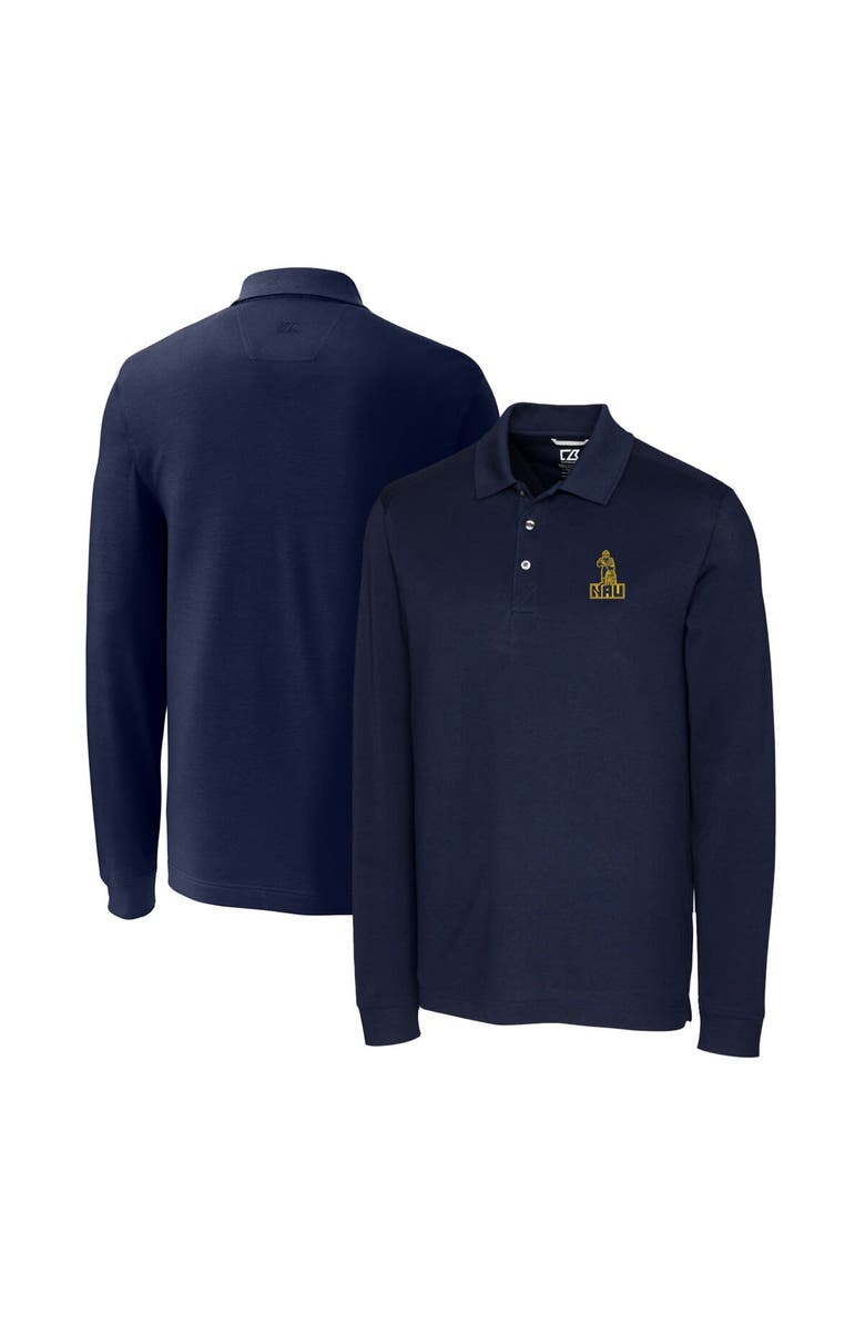 Cutter & Buck Men's Cutter & Buck Navy Northern Arizona Lumberjacks Advantage Tri-Blend Pique Long Sleeve Polo, Main, color, 