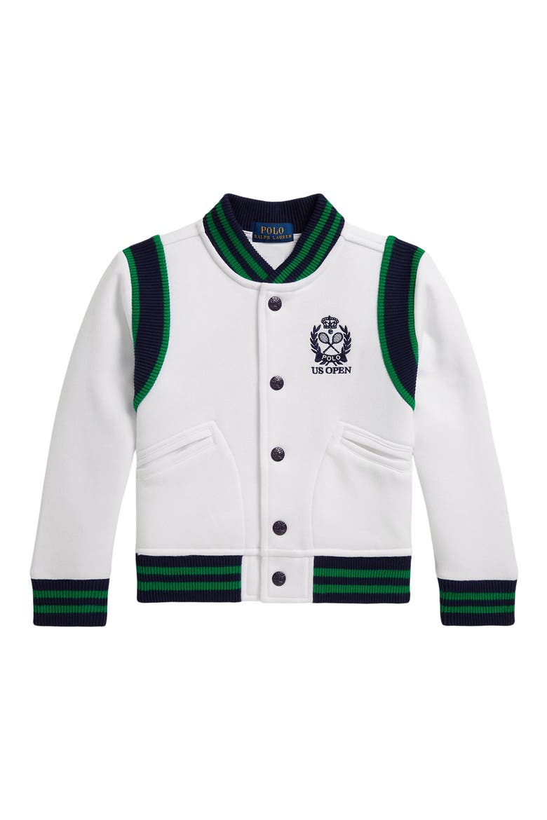 Kids' US Open Fleece Varsity Jacket, Main, color, WHITE MULTI