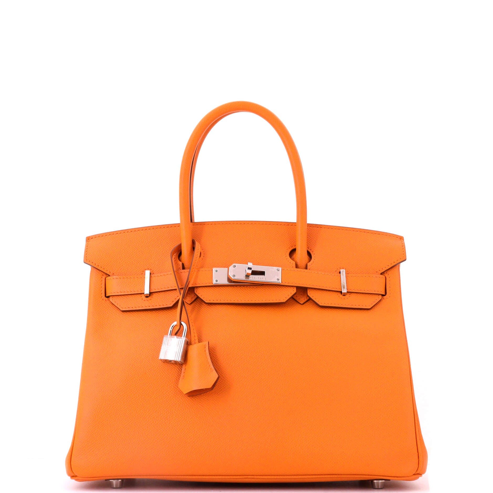 Birkin Handbag Orange Epsom with Palladium Hardware 30, Main, color, Orange