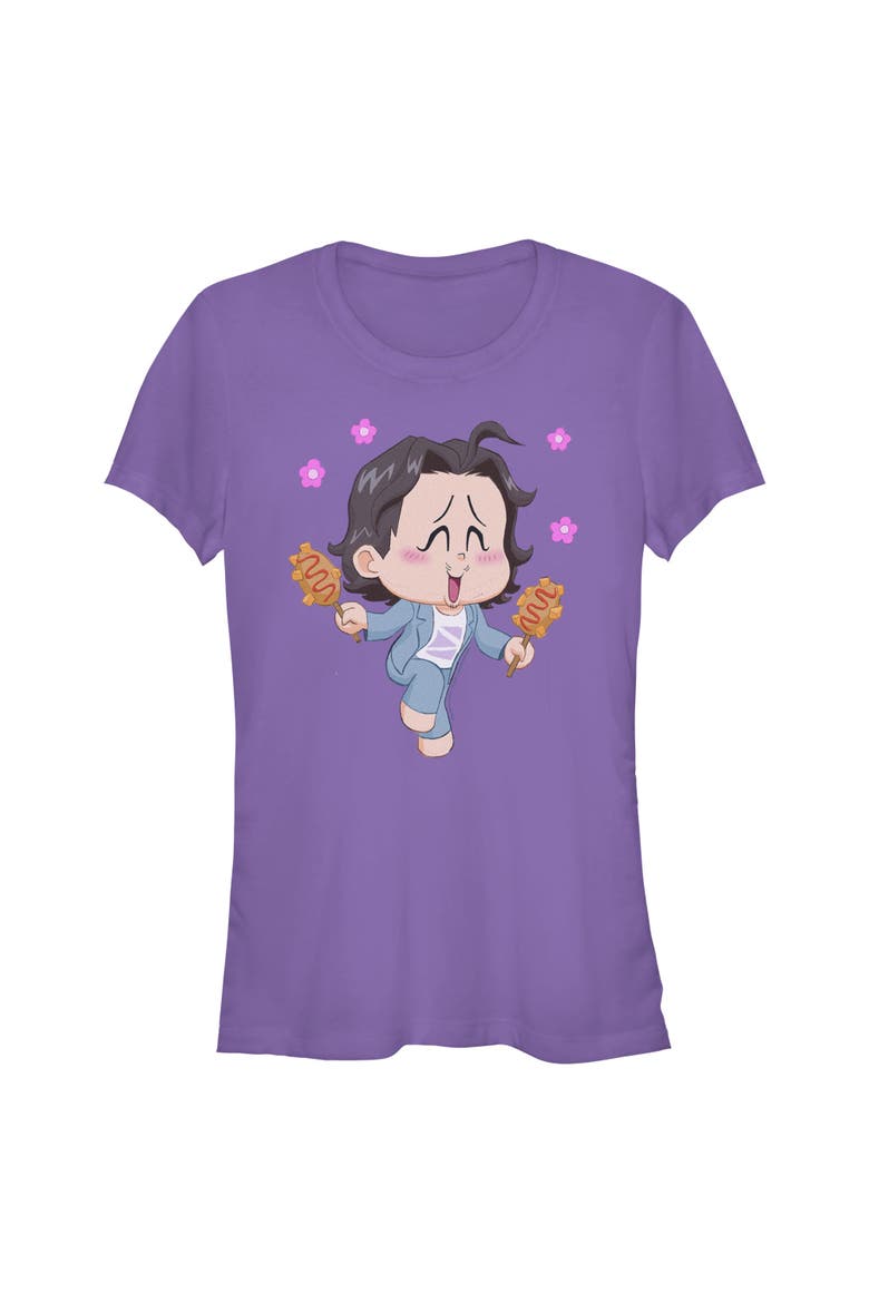 Junior's Bobby Corn Dog Short Sleeve Graphic T-Shirt, Main, color, Purple