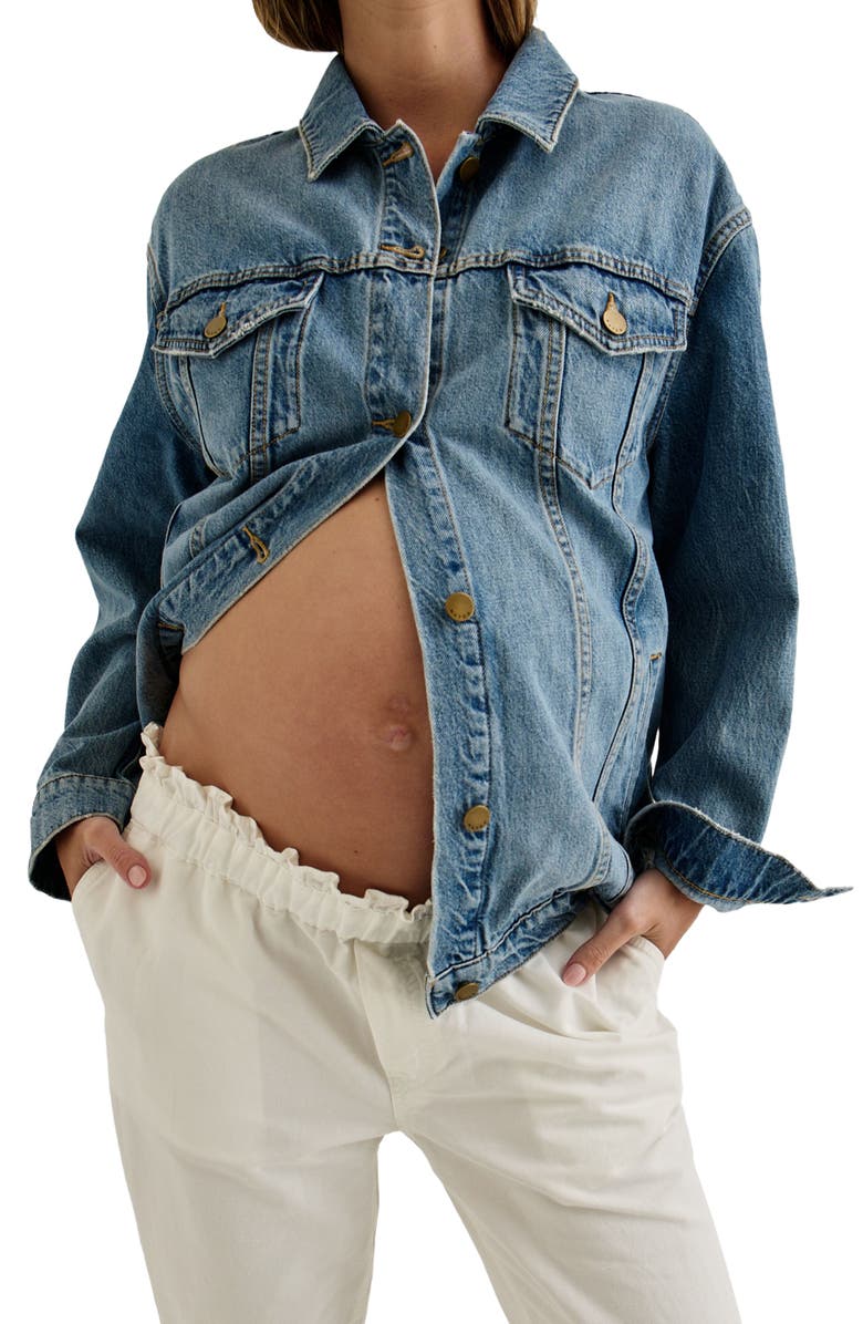 HATCH Collection The Classic Maternity Jean Jacket, Alternate, color, Light Wash