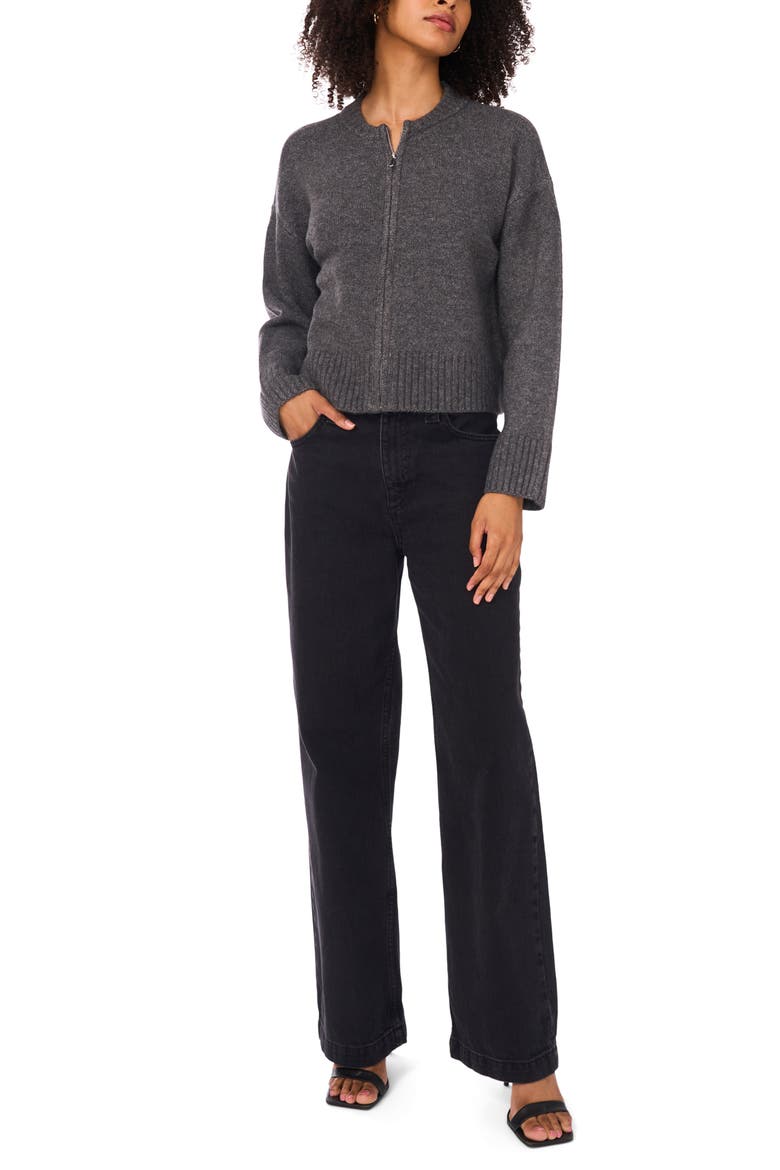 Zip Knit Sweater, Alternate, color, MEDIUM HEATHER GREY