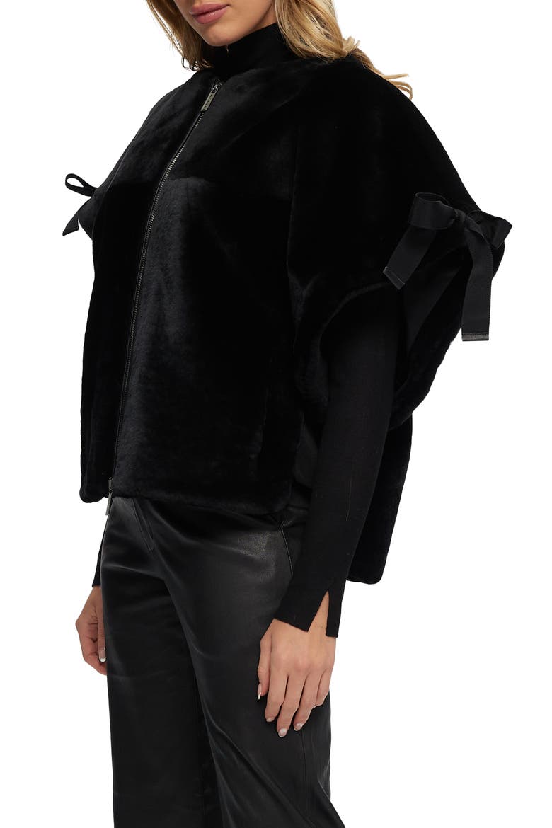 Genuine Shearling Jacket, Short Sleeve, Alternate, color, BLACK