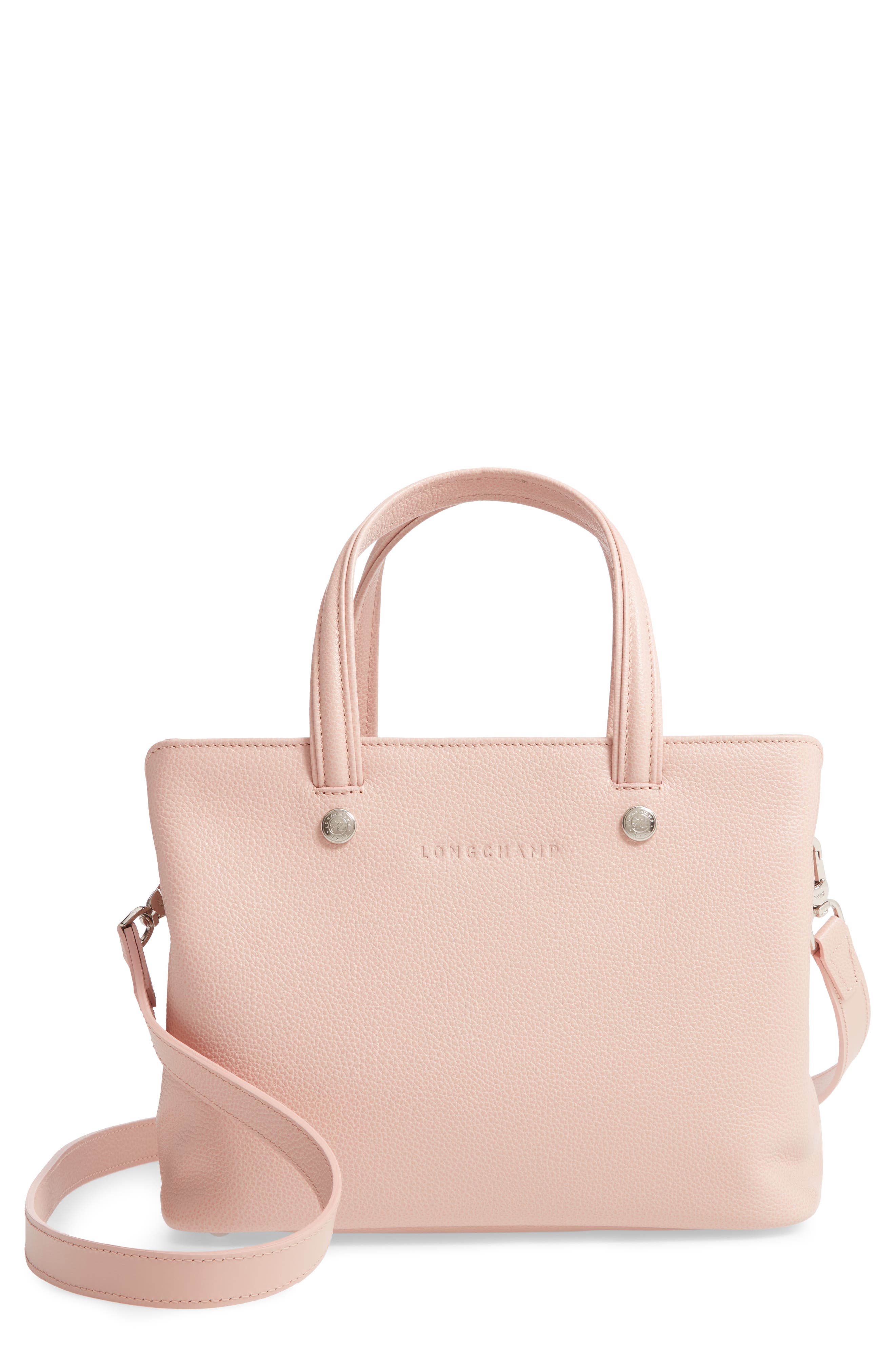 Le Foulonné Zip Around Leather Tote, Main, color, POWDER