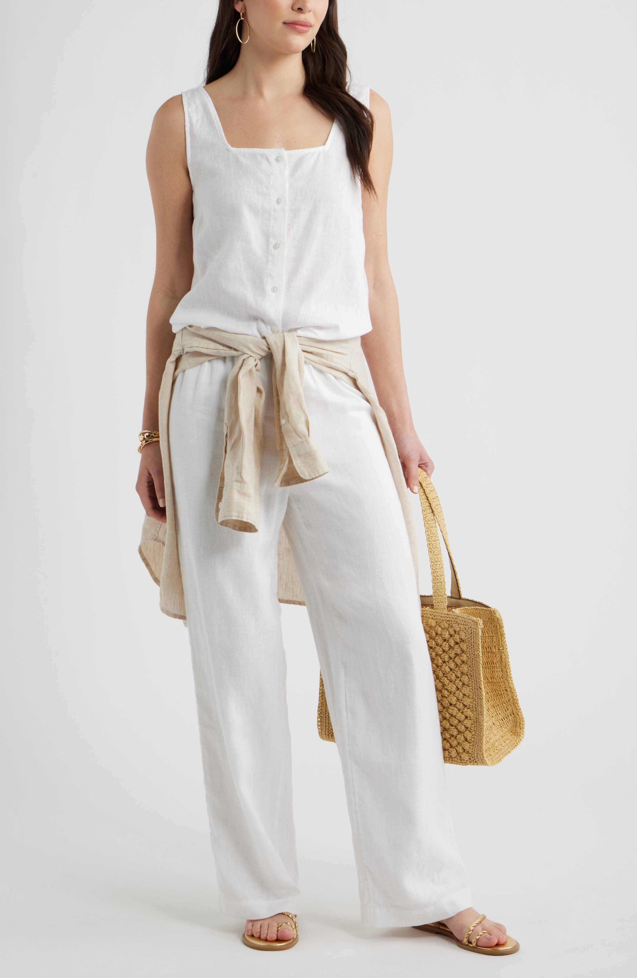 Pull-On Wide Leg Linen Pants - image 2
